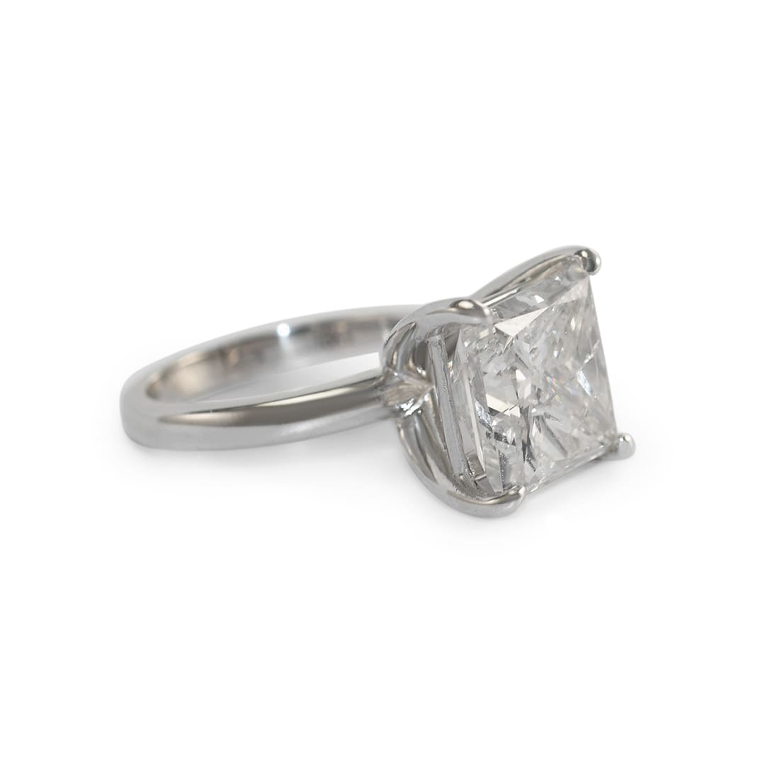 18KWG 7.03ct Princess Cut Diamond Ring-7.3gr