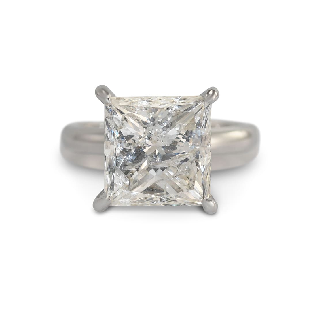 18KWG 7.03ct Princess Cut Diamond Ring-7.3gr
