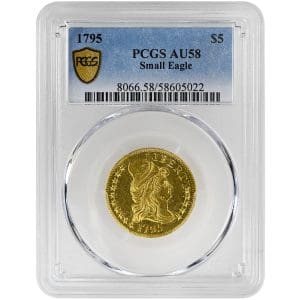 1795 $5 Small Eagle Draped Bust Rare Coin, PCGS AU58