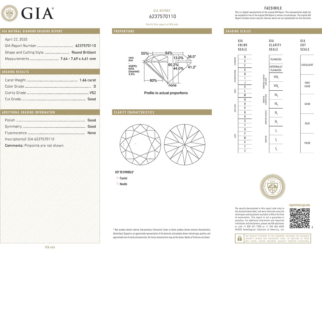 GIA Certified Round Brilliant Cut Loose Diamond 1.66ct - Image 4