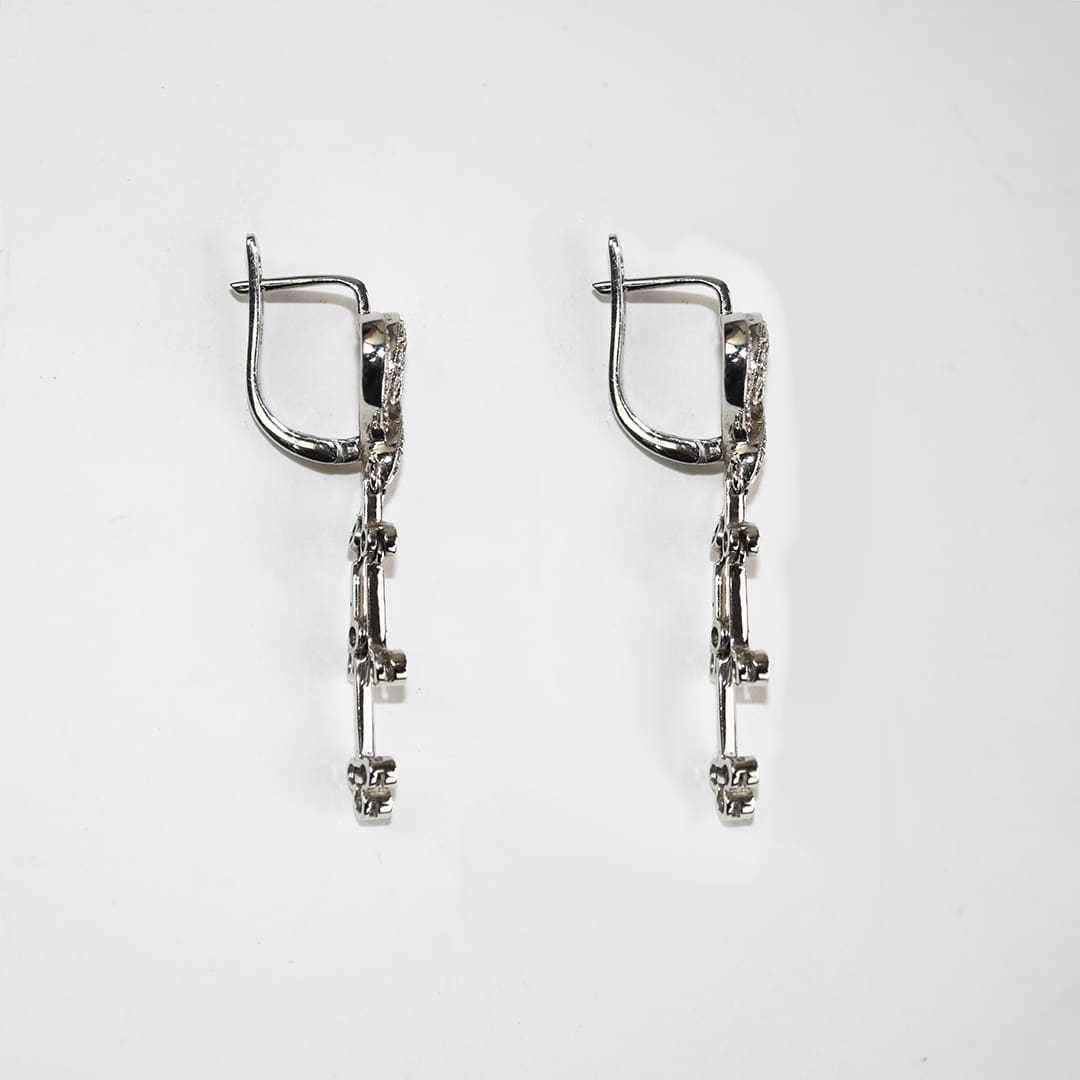 14k White Gold Diamond Dangle Earrings 7.2gr .50tdw - Image 2