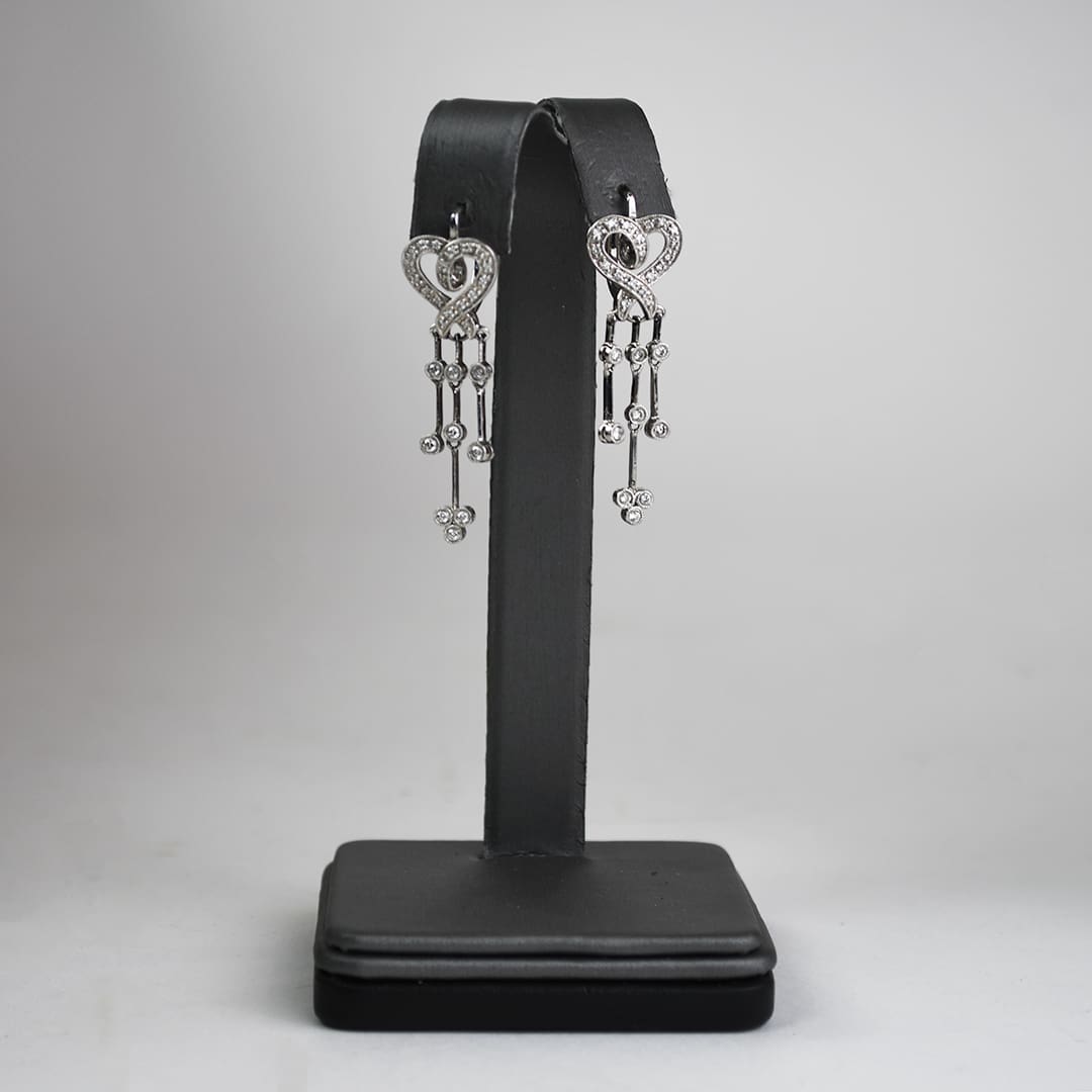 14k White Gold Diamond Dangle Earrings 7.2gr .50tdw - Image 3