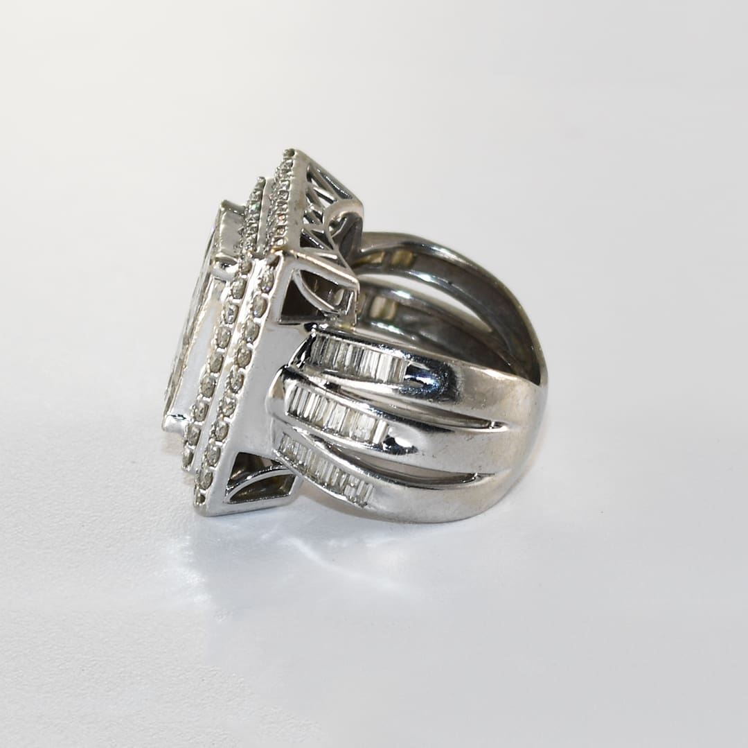 10K White Gold Diamond Cluster Ring 3.00ct - Image 5