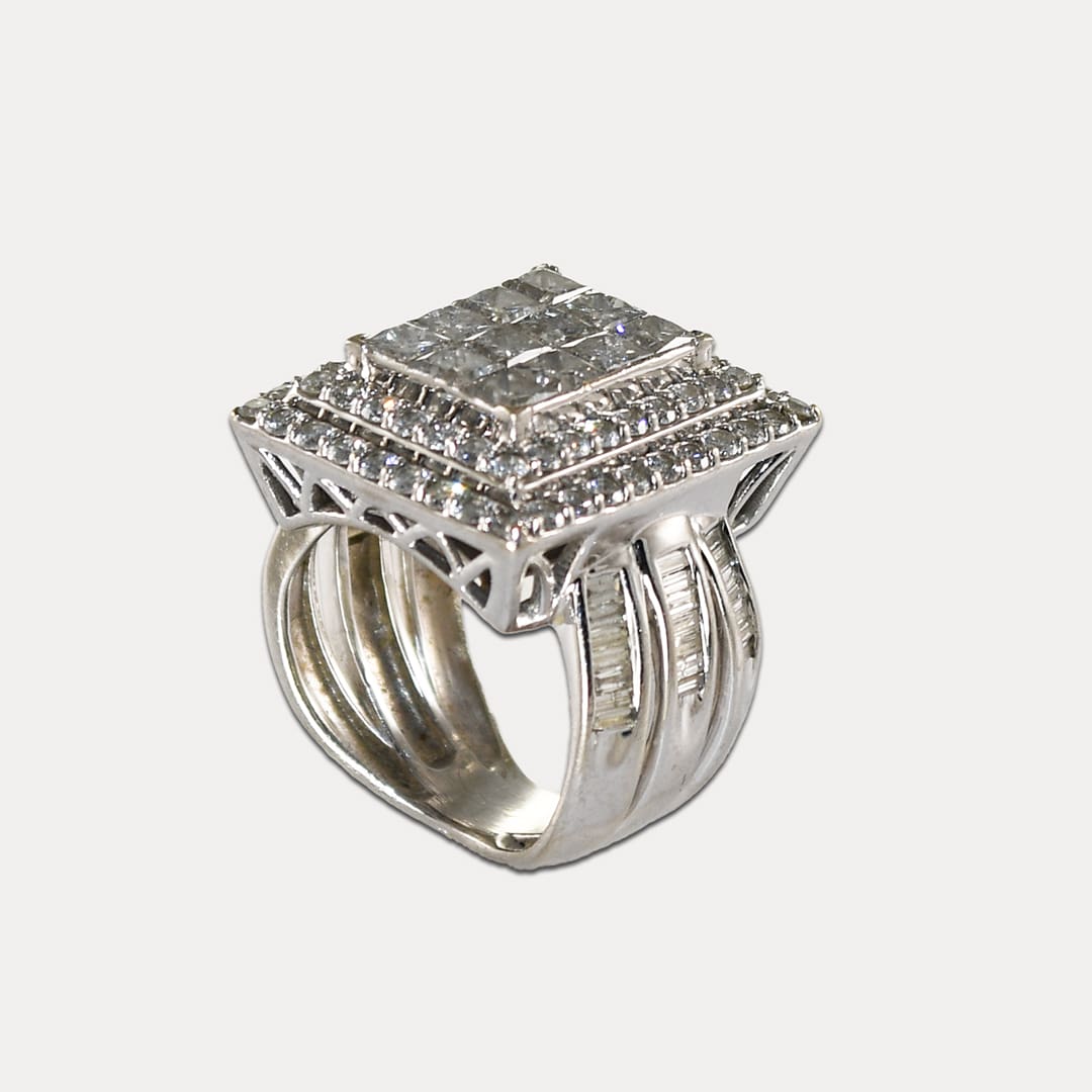 10K White Gold Diamond Cluster Ring 3.00ct - Image 7