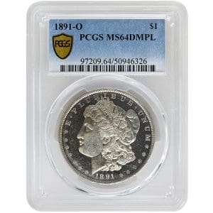 1891-O $1 Morgan Dollar rare coin, PCGS MS64DMPL