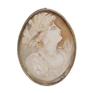 Antique Shell Carved Cameo Brooch