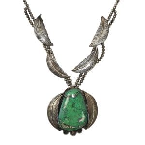 Sterling Silver Large Turquoise Native American Necklace