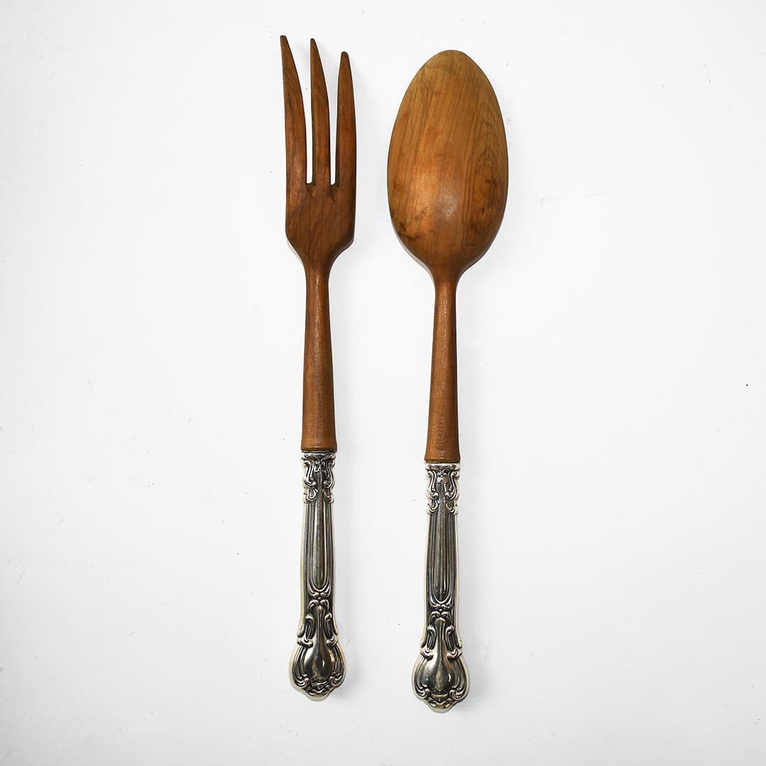 Chantilly by Gorham Wooden Salad Serving Set 10 7/8'' - Image 2