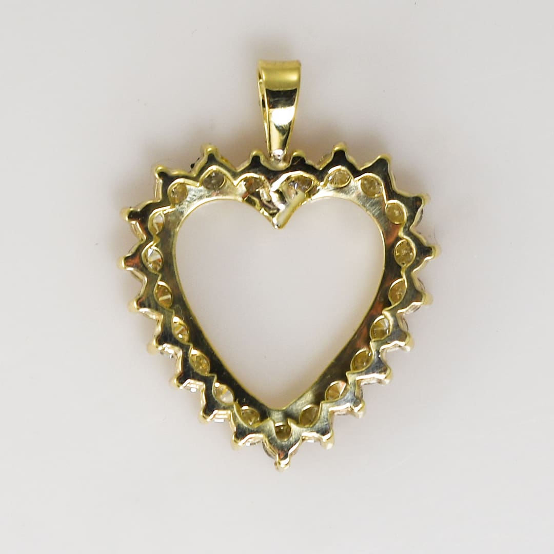 14K Yellow Gold Diamond Heart Pendant 1.00ct - Image 3