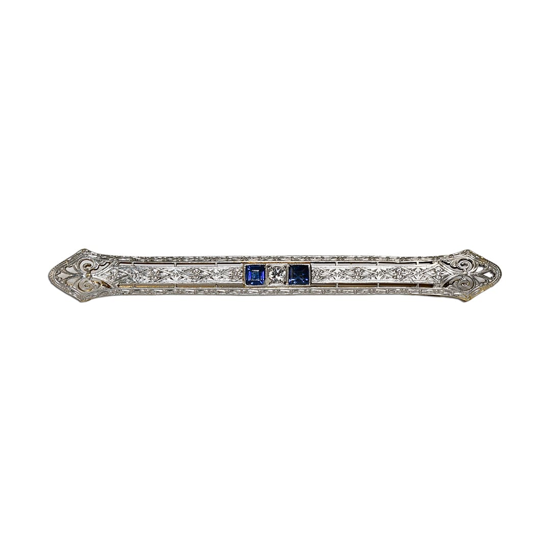 Diamond and Blue Spinel Brooch