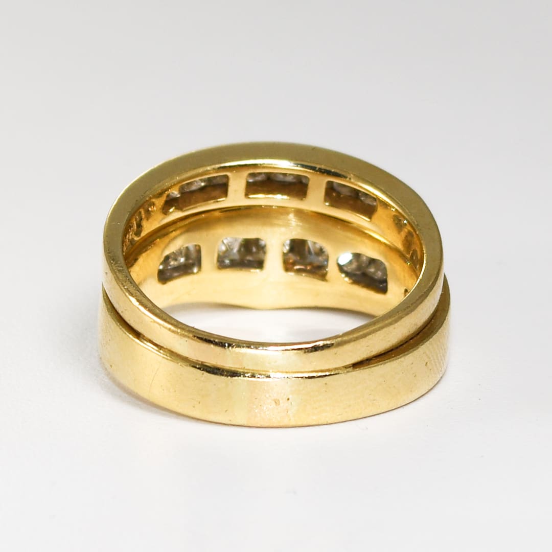 14K Yellow Gold Marquise Diamond Wedding Ring Set 0.83ct - Image 4