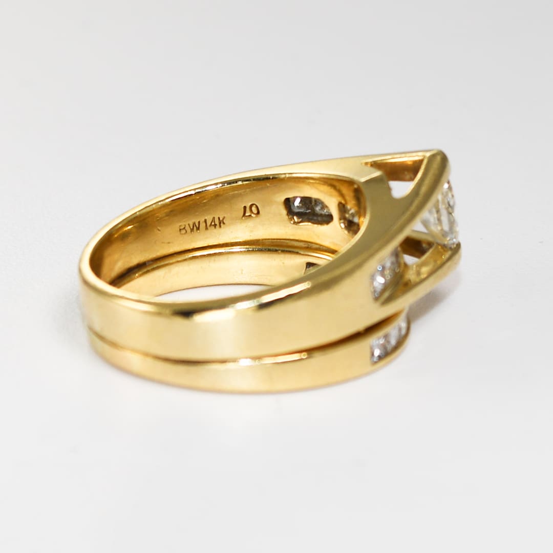 14K Yellow Gold Marquise Diamond Wedding Ring Set 0.83ct - Image 7
