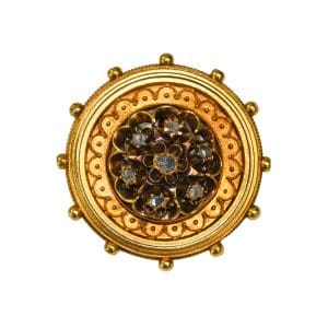 Etruscan Revival Diamond Brooch