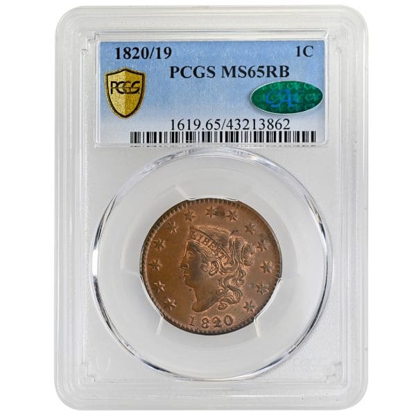 1820/19 1C Coronet Head Cent, PCGS MS65RB CAC