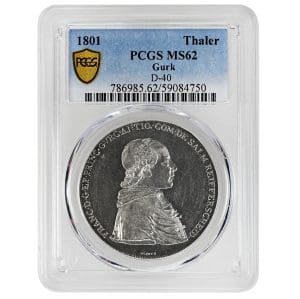 1801-A Thaler Gurk Austria Rare Coin, PCGS MS62