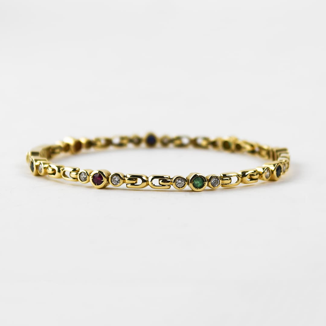 14K Yellow Gold Gemstone Bracelet 11.9g - Image 2