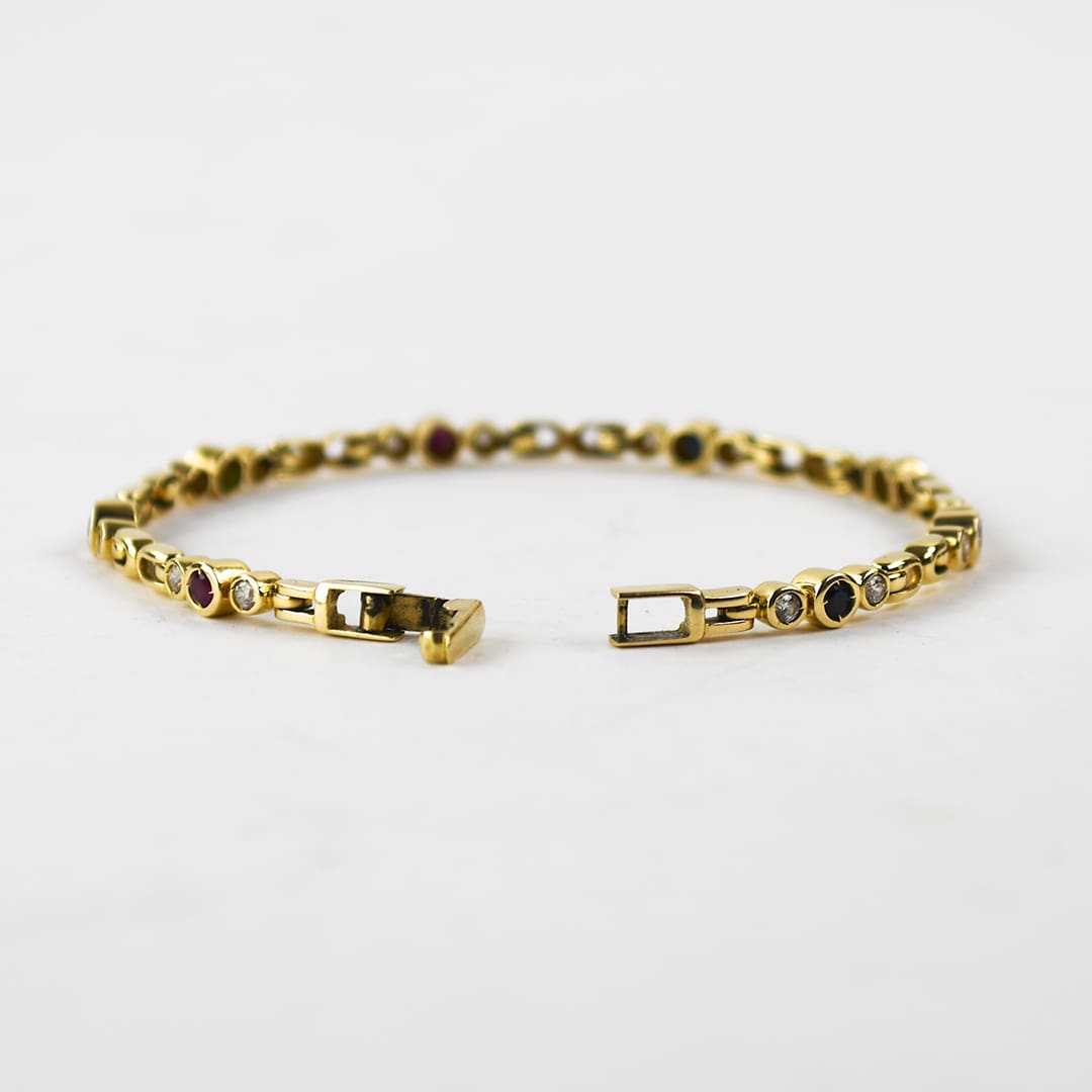14K Yellow Gold Gemstone Bracelet 11.9g - Image 5
