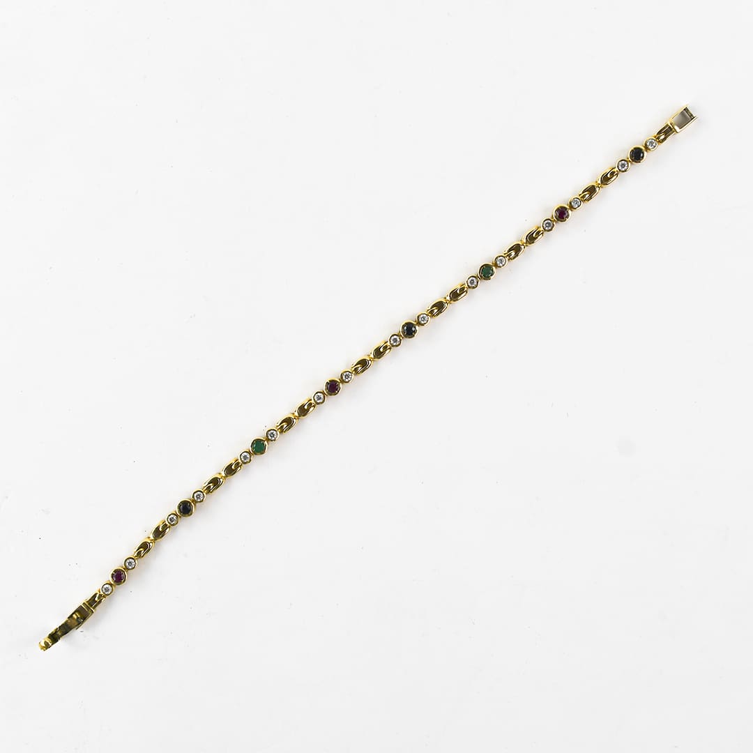 14K Yellow Gold Gemstone Bracelet 11.9g - Image 6