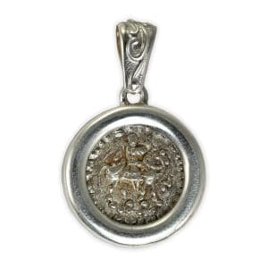 Silver Indo-Scythian King Azes Drachm Pendant
