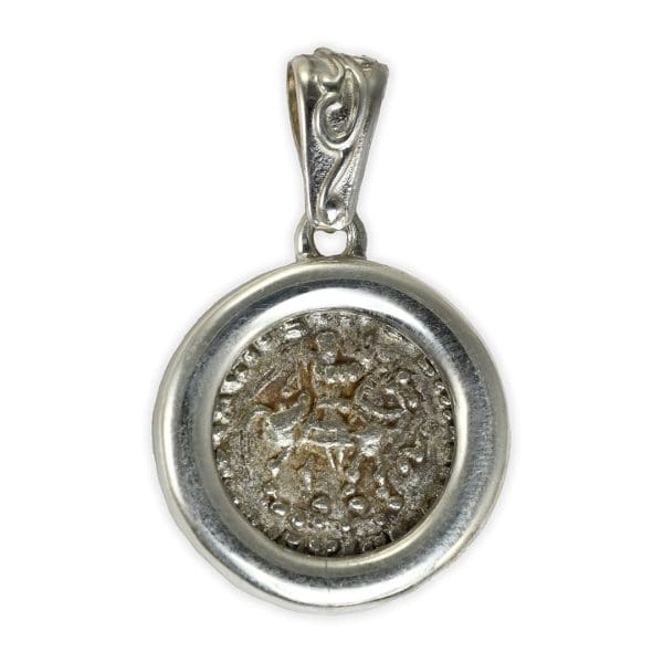 Silver Indo-Scythian King Azes Drachm Pendant, 58–12 BC