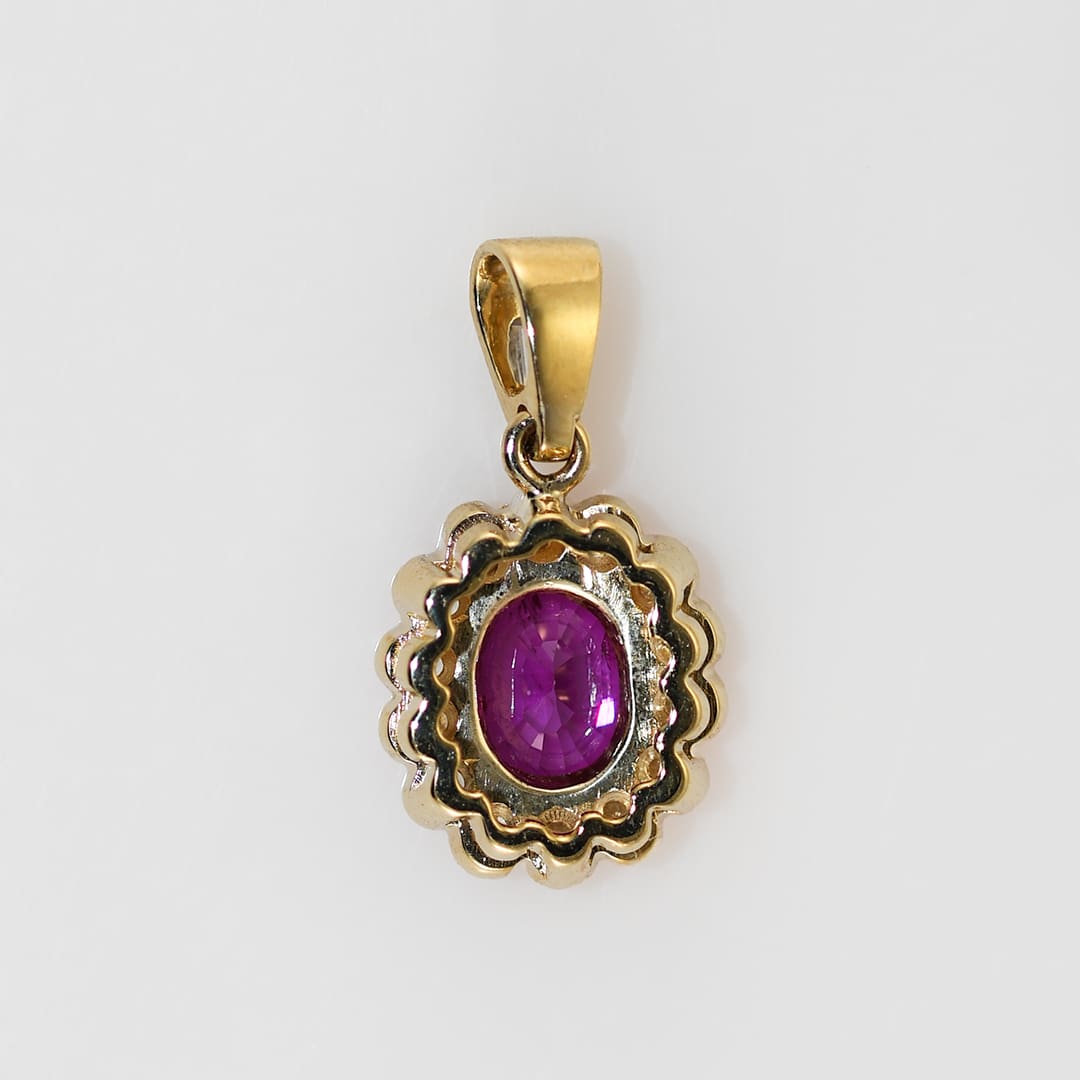 14K Yellow Gold Pink Sapphire & Diamond Pendant GIA 1.84ct - Image 4