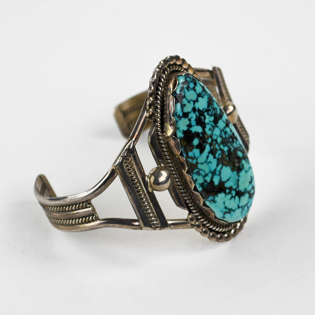Sterling Silver Turquoise Bangle Bracelet 34.4g - Image 2