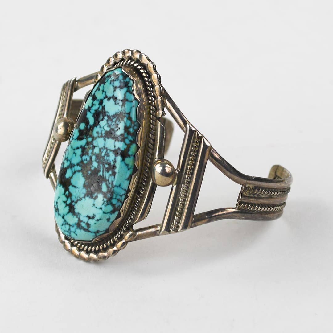 Sterling Silver Turquoise Bangle Bracelet 34.4g - Image 6