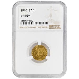 1910 $2.50 Indian Rare Coin, NGC PF65+