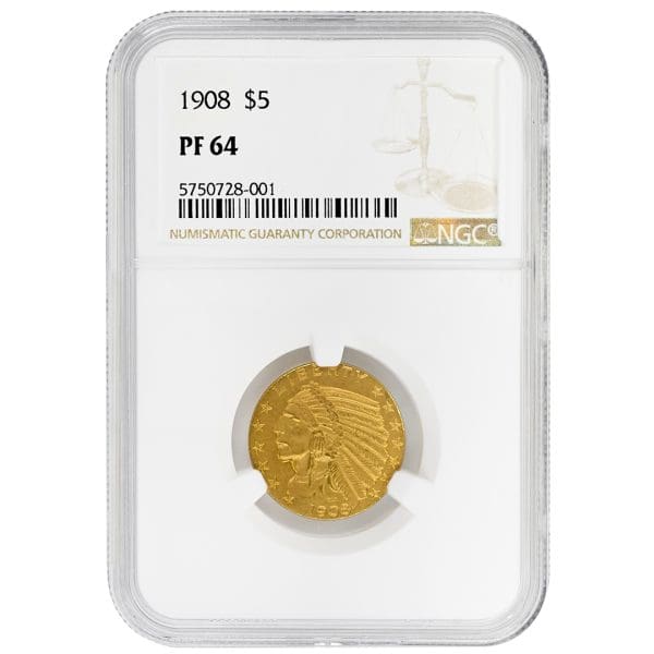 1908 $5 Indian NGC PF64