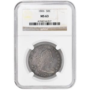 1806 50C Draped Bust Half Dollar Rare Coin NGC MS63