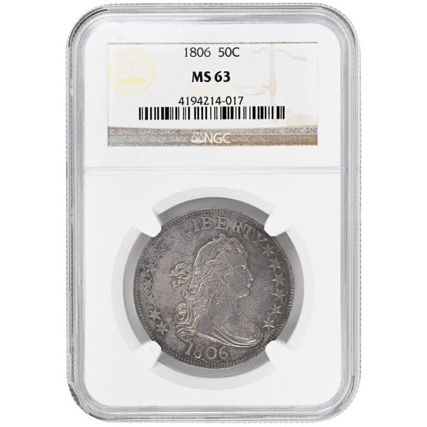 1806 50C Draped Bust Half Dollar NGC MS63 Pointed 6
