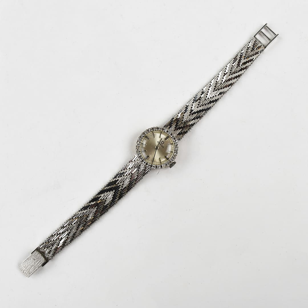 18K White Gold Vintage Diamond Omega Watch 21.5mm - Image 7