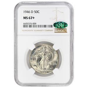 1946-D 50C Walking Liberty Half Dollar Rare Coin NGC MS67+ CAC