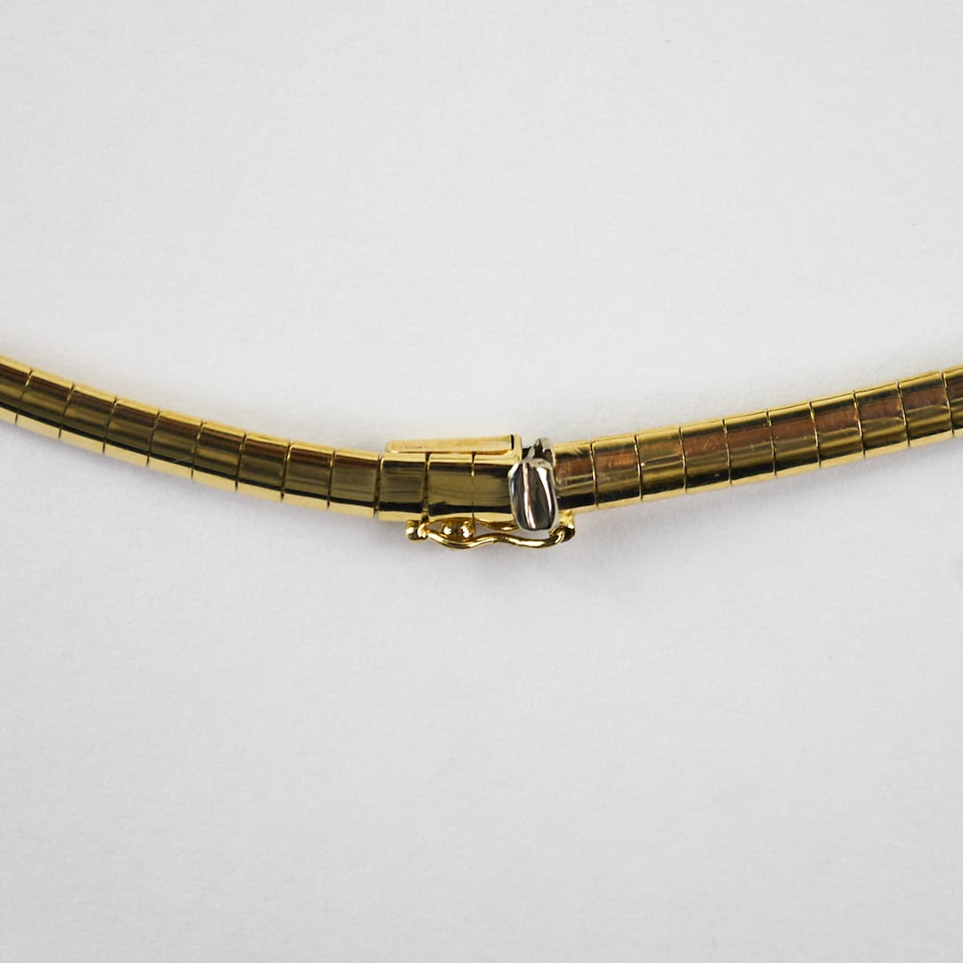 14K Yellow Gold Omega Link Diamond Pendant Necklace 0.63ct - Image 3
