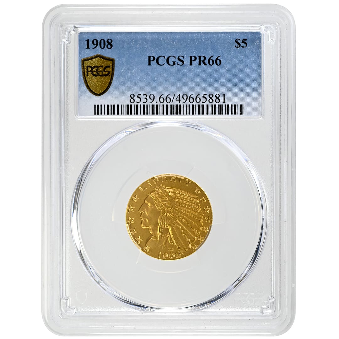 1908 $5 Indian Rare Coin PCGS PR66