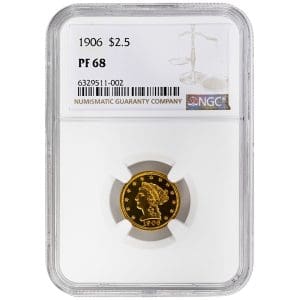 1906 $2.50 Liberty Head Rare Coin NGC PR68