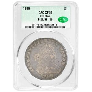 1799 $1 Draped Bust Dollar CACG XF40 Obverse Stars 8x5