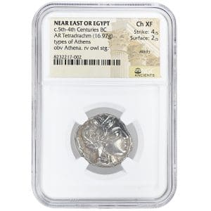 Near East or Egypt, AR Tetradrachm, 5th-4th Centuries BC Types of Athens, NGC CH XF