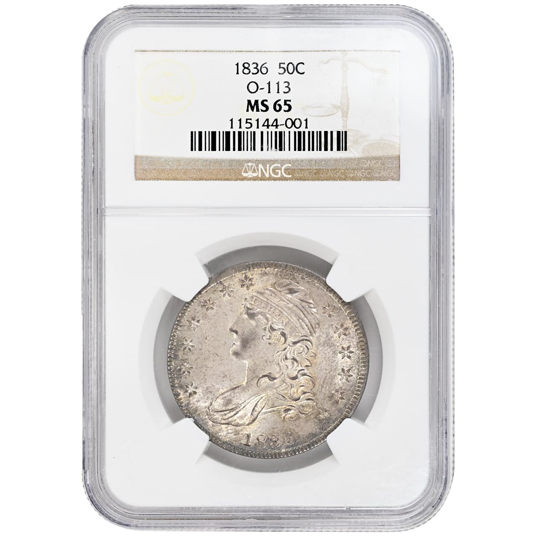 1836 50C Overton Capped Bust Half Dollar NGC MS65 - Tangible