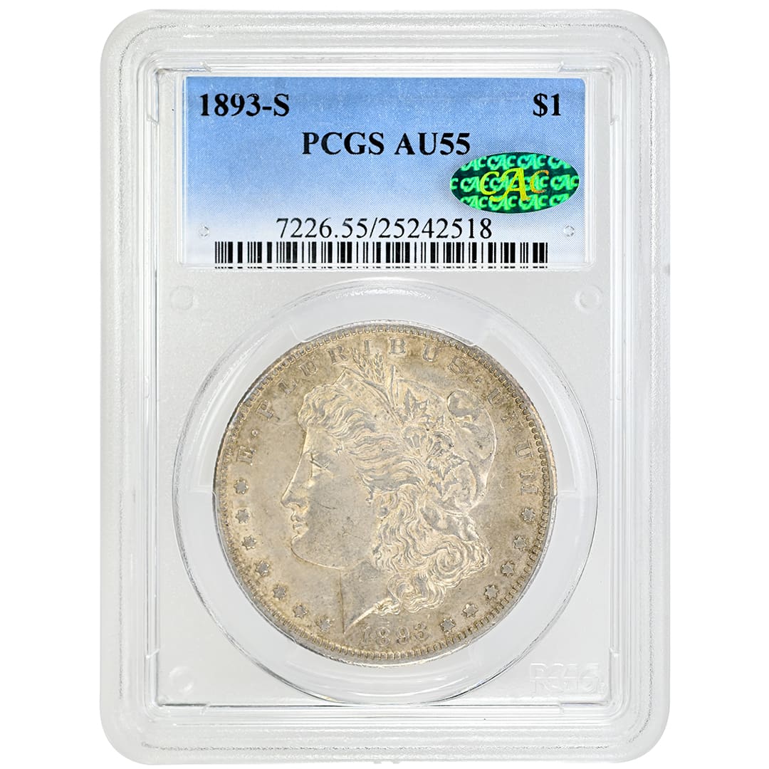 1893-S $1 Morgan Dollar PCGS AU55 CAC - Tangible Investments