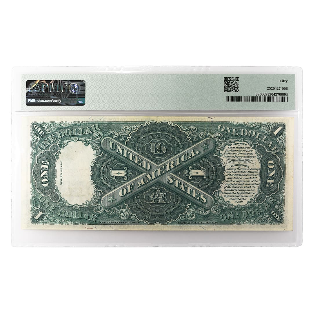 1917 $1 Legal Tender Note PMG AU50 - Image 2