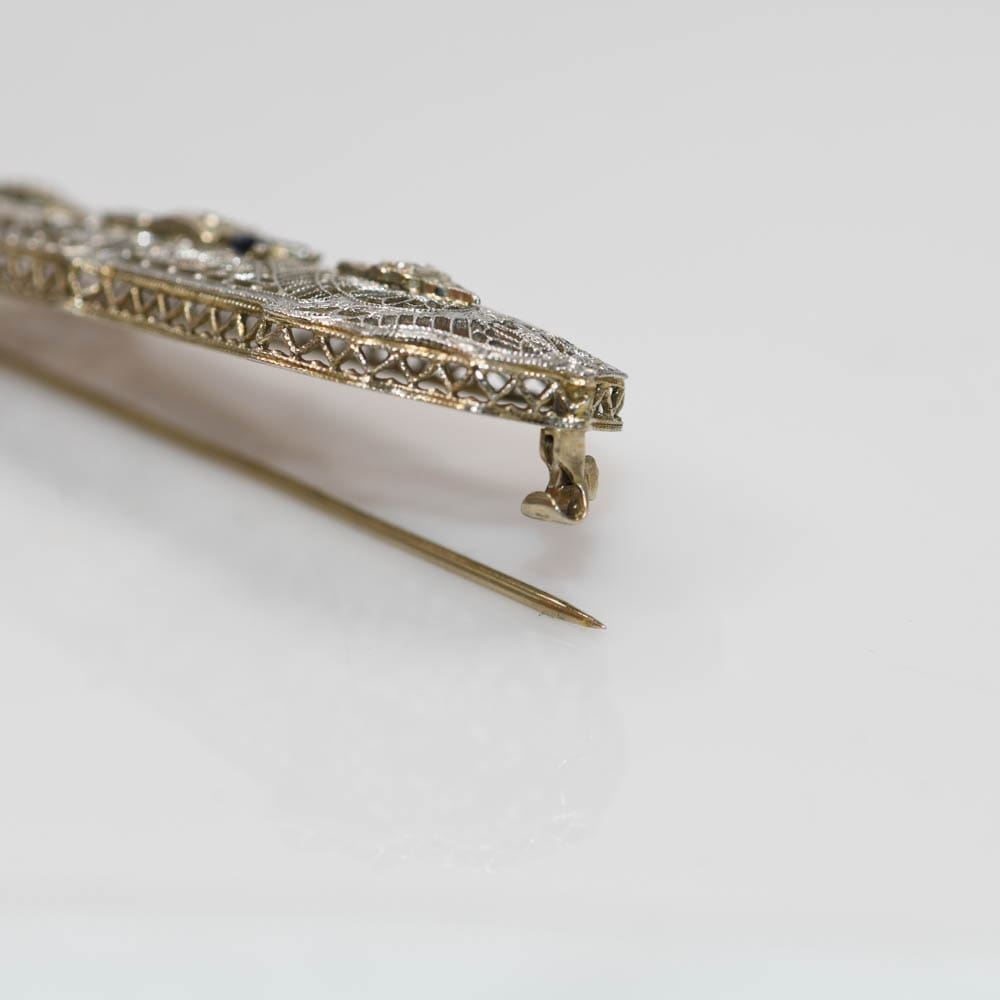 14K White Gold Art Deco Diamond Brooch, .20tdw, 5.5g - Image 2