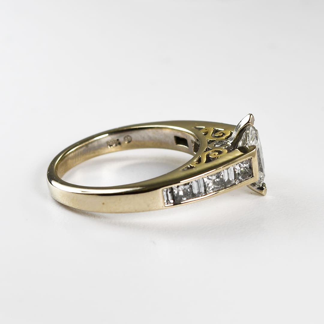 14K White Gold Marquise Diamond Engagement Ring 1.25ct - Image 3