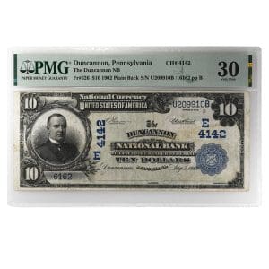 1902 $10 Plain Black Duncannon Pennsylvania National Bank Note