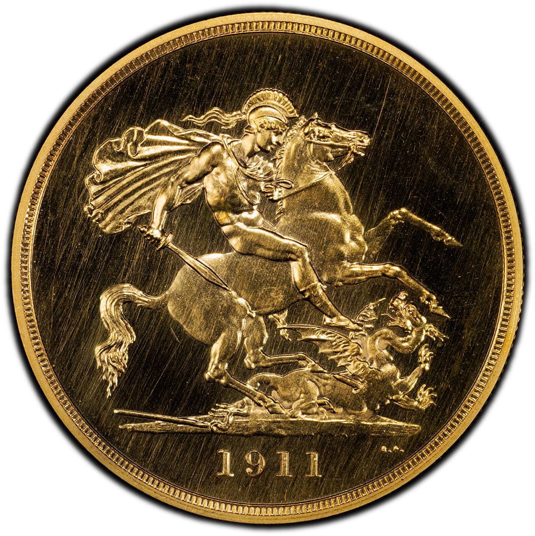 1911 5 Sovereign GREAT BRITAIN PCGS PR65+ George V