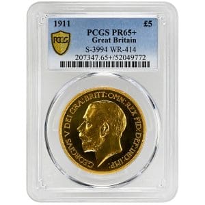 1911 5 Sovereign GREAT BRITAIN PCGS PR65+ George V