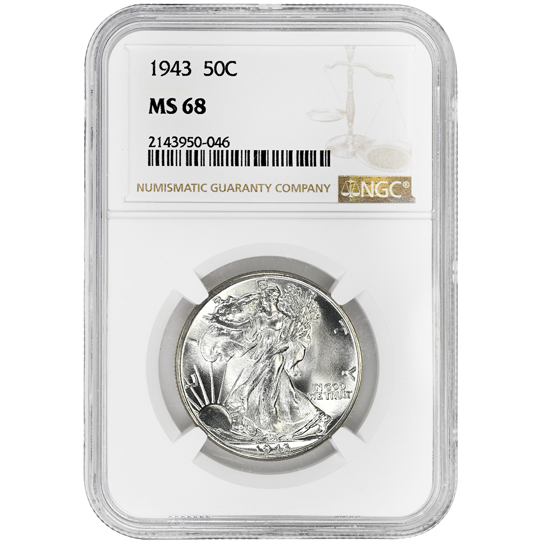 1943 50C Walking Liberty Half Dollar NGC MS68 - Tangible Investments
