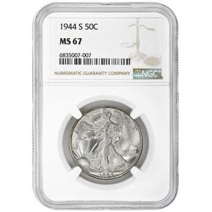 1944-S 50C Walking Liberty Half Dollar Rare Coin NGC MS67
