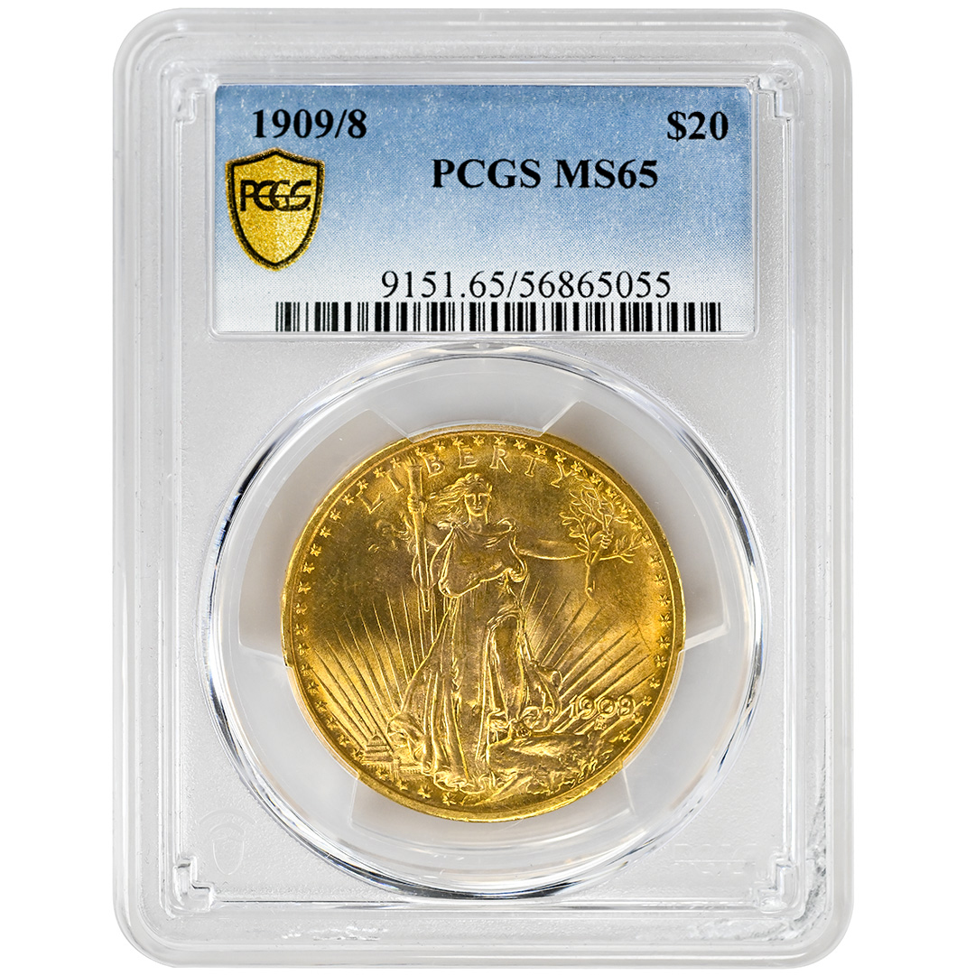 1909/8 $20 St. Gaudens PCGS MS65