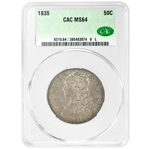 1835 50C Capped Bust Half Dollar CACG MS64